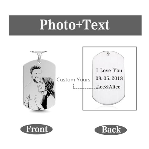 Image of Custom Photo & Text Engraved Keychain - Double Sided Custom Picture keyring For Him /Her Birthday Memorial Gift