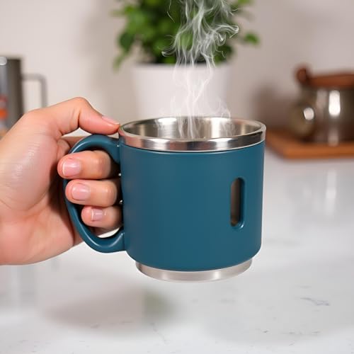 Image of Premium Stainless Steel Coffee Mug Set | 6 Pc Gift Set (150ml Each) | Double Wall & Insulated & Reusable Cups | Ideal for Gifting, Home, Office Use (Blue)