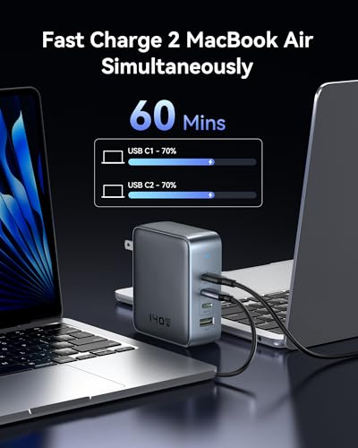 Image of USB C Charger Block 140W, 4-Port GaN PD3.1 PPS Fast Laptop Charger Foldable Compact Power Adapter for MacBook Pro, iPhone 17 /16 /15 Series, iPad Air, Galaxy S25 /S24 Ultra, Steam Deck, Google Pixelbook