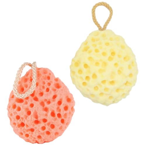 Image of Bath Sponge Ball Polymer Sponge 2pcs Honeycomb, with Short Strap