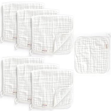 AMAZON - Maliton Muslin Burp Cloths for Baby 6 Pack Large 20”x10” 100% Cotton Burp Cloths Absorbent and Soft 6 Layers Muslin Baby Stuff for Newborn Unisex(White, Pack of 7)