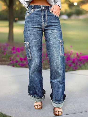 Flamingals High Rise Straight Leg Wash Multi Pocket Stylish Women's Jeans3