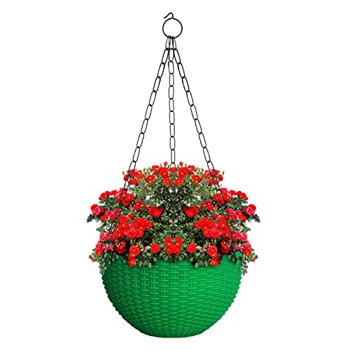 Image of Heat Home Plastic Hanging Flower Pot for Balcony & Railing Set (Green, Set of 4)
