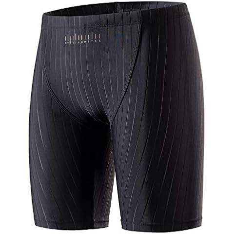 MY KILOMETRE Boys' Jammer Swimsuit with Drawstring Training Swimwear for Kids Endurance Boys Youth Swim Shorts Kids Swimsuit - black - 10 Years Cover