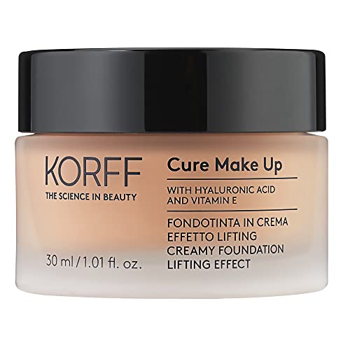 Korff Fondotinta Crema Effetto Lifting, Coprenza Media Alta con Acido Ialuronico e Vitamina E, Texture Fondente e Cremosa, Finish Satinato 04, Formato 30ml