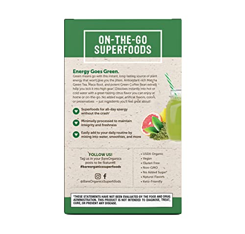 Bareorganics Energy Superfood Drink Mix, Organic, Energy, 5 Sticks (Pack Of 2) #TOP2