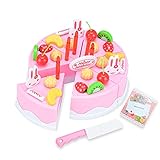  Lychee Cocina diversión Cortar Pastel de cumpleaños Juego de Bricolaje Pastel de cumpleaños Pretend Jugar Juguetes de Alimentos Conjunto con Cuchillo de Corte (Azul)