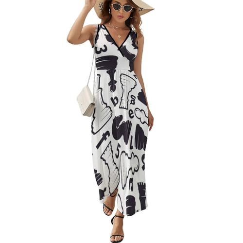 Robe maxi col V décontractée échecs noirs et blancs pour sublimer toutes les silhouettes