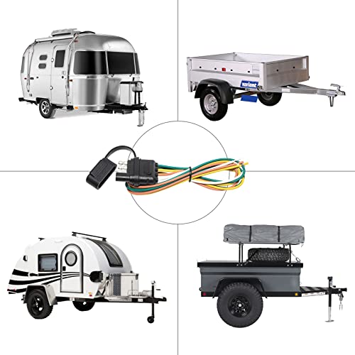 Mecmo 4-Way Flat Trailer End Connector 25 Inch, 18 Gauge Color Coded Trailer Wiring Harness, Trailer-Side 4-Pin Towing Harness Male Connector - 25 Inches #TOP6