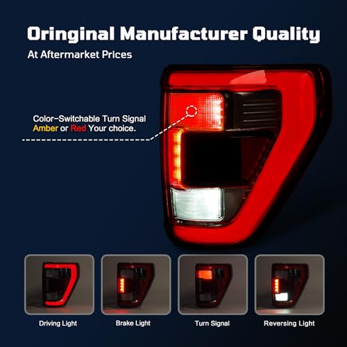 LED Tail Lights Compatible With Ford F150 2021 2022 2023 With Blind Spot (Module Not Included) w/o onboard scale Rear Brake Taillights Assembly Replace OEM: NL3Z13404E (Black Right Passenger Side) by STRAUTOS - Used condition - Image 4