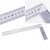 Hosrivae Quadratisches Lineal aus Edelstahl, 30 cm, rechtwinkliges Messwerkzeug mit Doppelskala in cm und Zoll, für Ingenieurwesen, Basteln, Modellieren