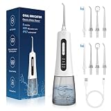 TECNOLOGÍA DE AGUA INTELIGENTE: Yeerain emplea tecnología water flosser avanzada. Con 1500–2000 pulsos/minuto y presión de 30-120 PSI, ofrece una eficacia 3 veces superior al hilo dental tradicional y elimina 99,9% de manchas. 8 boquillas para cuidado dental, encías y lengua, previniendo problemas bucales.