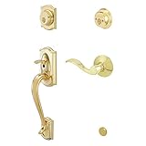 Schlage F62CAM505ACC605RH Camelot Handleset Keyed 2-Sides with Accent Right-handed Lever, Bright...