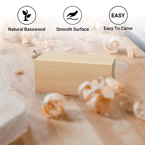 6 Pcs Basswood Carving Blocks - Small Unfinished Basswood Wood Blocks For Carving, Beginner Or Expert Basswood Carving Or Whittling Kit #TOP2