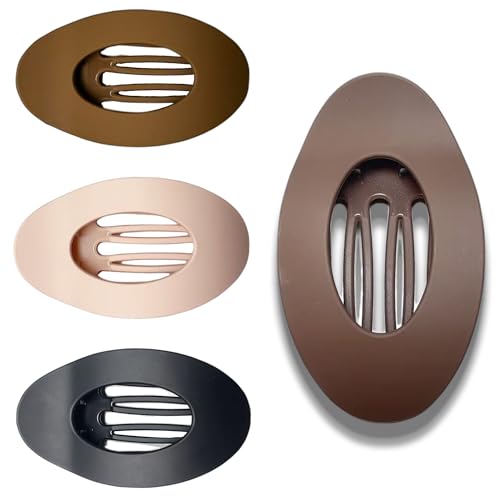 Pinzas planas para el cabello para mujer - 4.2 pulgadas, diseño curvado cómodo con resorte oculto, aptas para cabello grueso y fino, uso diario miniatura 1