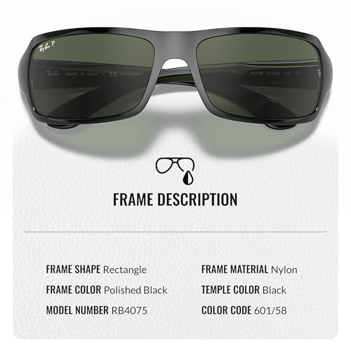 Ray-Ban RB4075 Rectangle Shaped Sunglasses for Men & Women with Official RAYBAN Eyewear Kit3