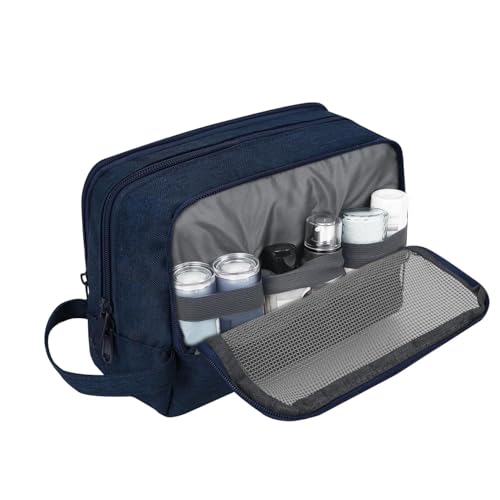 Image of WANDF Travel Toiletry Bag for Men, Small Dopp Kit for Toiletries | Water-Resistant Fabric, Travel Bag for Toiletries, Compact Storage, Shaving Accessories, Weekend Trips
