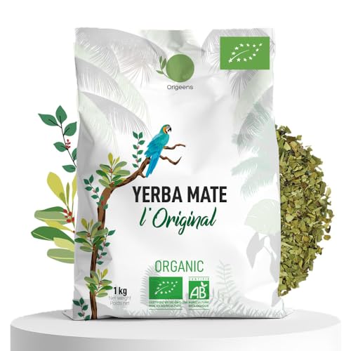 ORIGEENS ORGANIC YERBA MATE 1Kg | Yerba Mate Tea Hand-picked Unsmoked Leaf without stems not powdery | Energy and Detox Drink