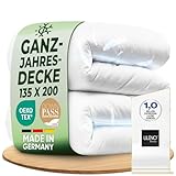 LILENO HOME Premium Federbettdecke 135x200 Ganzjahresdecke – Flüsterleise, Anschmiegsame und Wolkenweiche Bettdecke 135x200 Daunen/Federn - Made in Germany, Oeko-Tex und 60 °C Waschbar
