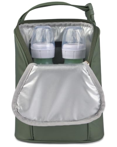Image of Skip Hop Insulated Bottle Bag Holds 2 Bottles Includes Freezer Pack, Sage