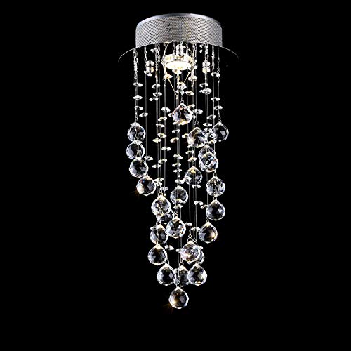 TRADE® Élégant Cristal Plafonnier Lustre Grande Sphère Goutte de Pluie K9 Cristaux Éclairage Suspendu Luminaire pour Un Hôtel Couloir Entrée Meilleur Décor Hauteur 18 Pouces