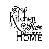 Kitchen Wall Decor - Modern Black Metal Wall Sculpture 'Kitchen is the Heart of the Home',Waterproof Wall Art for Kitchen & Dining, Farmhouse & Cocia Decor – 11x11.8IN