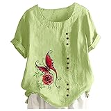 Sportshirt Damen Kurzarm Locker,Print Kurzarm O-Ausschnitt Locker T-Shirt Bluse Top Casual Einfarbig Basic Gestückelte Tees Tops Elegant Locker Mädchen Alltag Oberteile