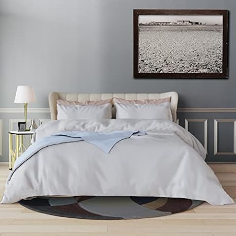 Duvet Cover Sets King Size Bed, 3Pcs Home Bedding Set 100% Egyptian Cotton- 1 Duvet Cover with 2 Pillowcases, 400 Thread Count Super Soft Comforter Cover with Corner Ties( 106x90 Inches, Gray) Cover