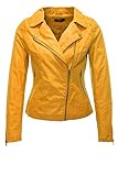  ONLY Damen Bikerjacke Kunstlederjacke Übergangsjacke Damenjacke (34, Golden Yellow)