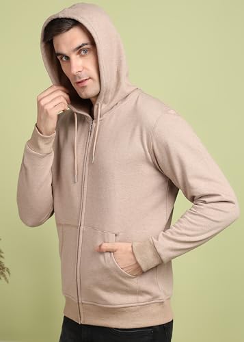Image of Alan Jones Clothing Men's Solid Zipper Hooded Sweatshirt | Ribbed Hem, Lined Hood, Side Pockets, Durable Zip | Multiple Colors