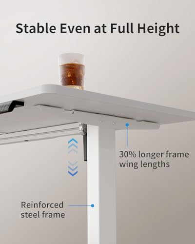 Image of FEZIBO Electric Standing Desk, 48 x 24 Inches Height Adjustable Stand up Desk, Sit Stand Home Office Desk, Computer Desk, White
