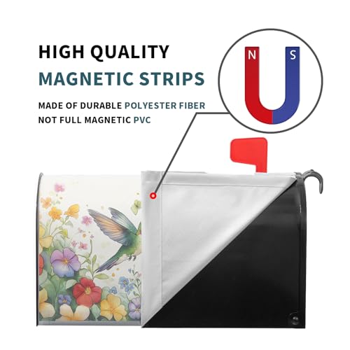 Image of Spring Summer Flowers Magnetic Mailbox Covers Standard Size 18x21 Inch Cute Hummingbirds Decorative Mailbox Cover Spring Holiday Post Letter Box Cover Wrap for House Garden Yard Outdoor Decoration