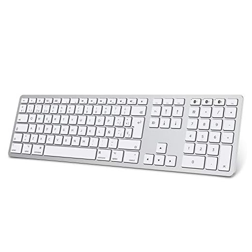 Teclado Inalambrico para MAC OS ( Macbook, Mac Mini, iMac, Mac Pro), Teclado Recargable, Teclado Bluetooth para MAC OS, OMOTON, 3 Bluetooths,