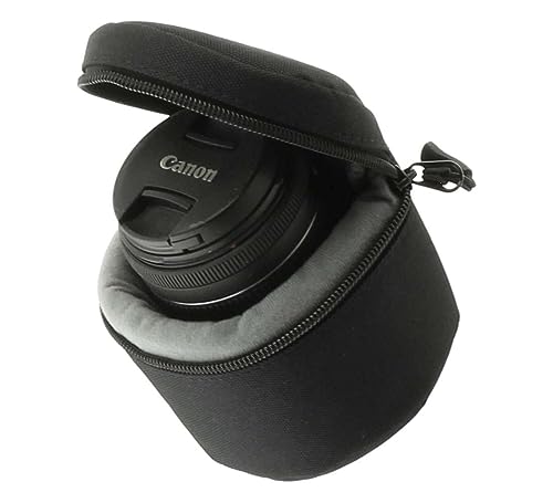 Navitech Black Water Resistant Camera Lens Protective Case Pouch - Compatible With Hersmay M42-EOSR Lens