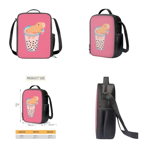 Cute Capybara Backpacks for Girls Kawaii Backpack with Water Cup Cover and Lunch Box 4pcs Printed School Backpack for Teen Girls 16-17 Multifunction Travel Daypack for Shopping4