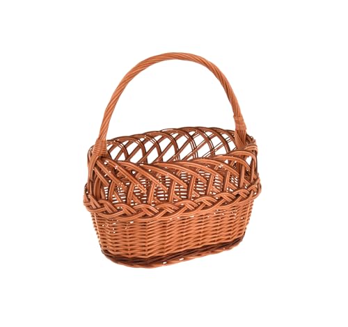 Aqbau® Panier en osier 37 x 40 x 20 cm, panier tressé en osier, panier de pique-nique, panier à champignons, panier à poignée, panier tressé, bicolore...