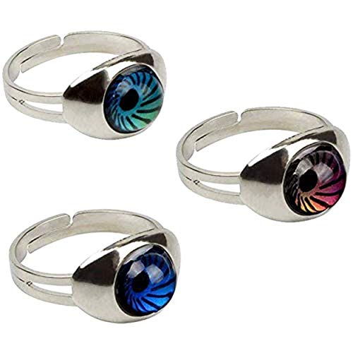 Adjustable Mood Ring Magic Eyes Finger Ring, Set of 3 (Magic Eyes)
