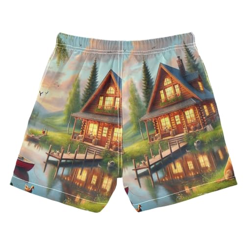Lake Dog Farmhouse Boys Swim Trunks Quick Dry Toddler Swimsuit Boy Board Shorts Bathing Suits Swimwear L Multi2