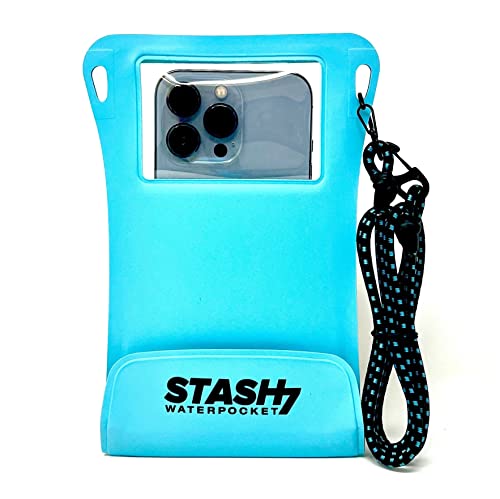 Stash7 Waterproof Phone Pouch w/Long Lanyard | IPX8 Adventure Grade Cellphone Dry Bag Case, Fits iPhone 15 Pro Max,14 Pro Max, 13 Pro Max, XS, XR, Galaxy S21, for Snorkeling, Kayaking, Cruise Blue
