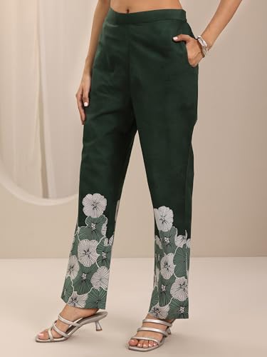 Image of Libas Green Printed Cotton Co ords set for Women | daily wear | casual wear | office wear