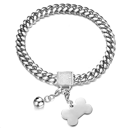 Chien collier gros maillon argent 18mm résistant anti traction - 2