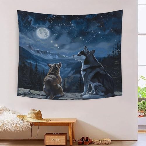 Tapisserie murale Malamute de l'Alaska en polyester doux pour déco de chambre