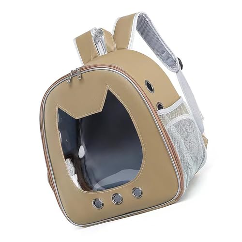 猫 キャリーバック リュック ショルダー 移動 通院 超小型犬 ペット キャリー 折りたたみ バック 透明 ソフト Mサイズ トイプードル カーキ