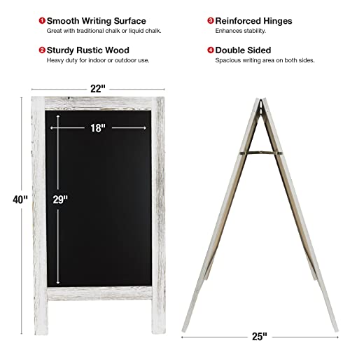 Large Sturdy Handcrafted 40" X 20" Wooden A-Frame Chalkboard Display / 4 Liquid Chalk Markers & Stencil Set/Sidewalk Chalkboard Sign Sandwich Board/Chalk Board Standing Sign (6 - White) #TOP4