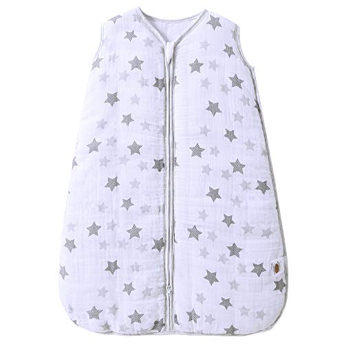 MioRico Saco de dormir para bebé, invierno, 2.5 tog, saco de dormir de invierno para bebé, 100% muselina de algodón orgánico, la alternativa más segura a la manta del bebé, saco de dormir 80/86