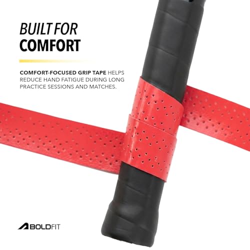 Image of Boldfit Badminton Racket Grip Tape, Anti-Slip Sweat Absorbent Perforated Badminton Grip, Strong Overgrip for Badminton & Tennis Racket Handle (Multicolour Pack of 5)