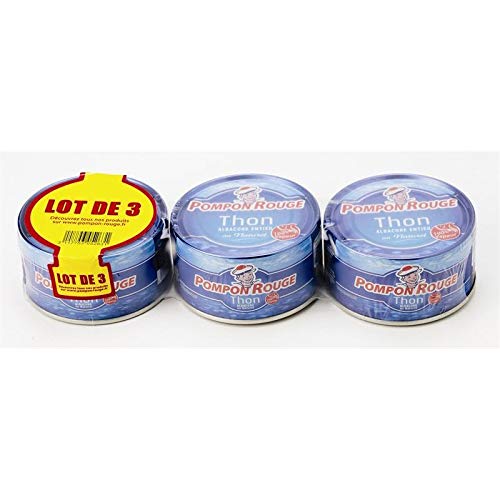 POMPON ROUGE - THON ALBACORE ENTIER NATUREL 1/4 LOT DE 3 390G - LOT DE 3