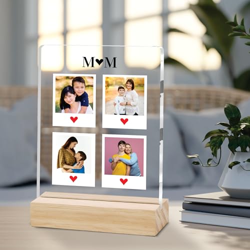 Image of Giftplease Customized Photo Frame With Wooden Stand | Personalised Printed Photo & Text Frame | Gift For Mom | Birthday | Mother's Day | (Transparent, 6x8 Inches, Tabletop) m 11