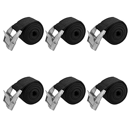 Newpop 100cm 6pcs cinchas de Amarre Zinc, Correas de Amarre cantidades Resistente a 250 kg, Correa de tensión Ajustables para Equipaje, Tablas de Surf, Camping, Portabicicletas, Amarre Cuerda Negro