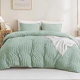 Litanika Sage Green Comforter Full Size Set, 3 Pieces Lightweight Summer Seersucker Textured Bedding Comforters Sets, All Season Bed Set (79x90In Comforter & 2 Pillowcases)